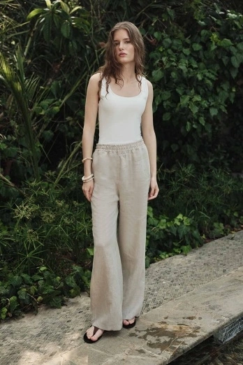 Hooopstore - %100 Keten Düz Taş Pantolon (1)