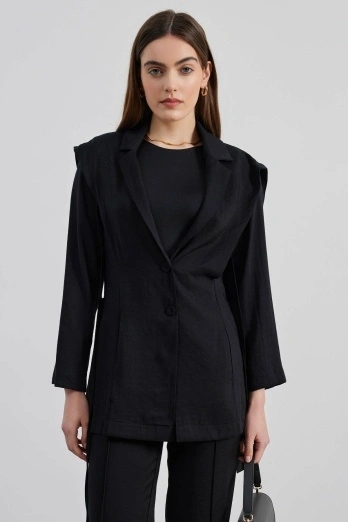 Hooopstore - Aller Detaylı Siyah Ceket