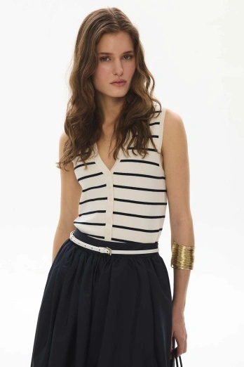 Hooopstore - Antik Gold Tokalı Ekru İnce Kemer