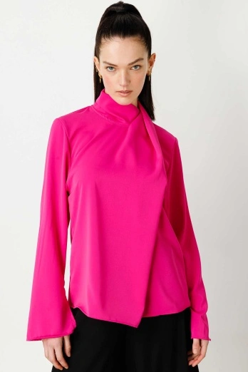 Hooopstore - Asimetrik Fuşya Bluz (1)