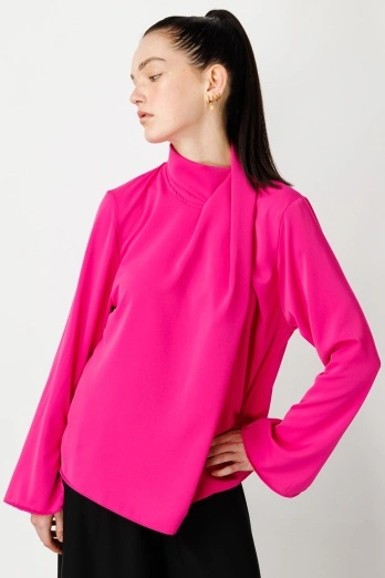 Hooopstore - Asimetrik Fuşya Bluz