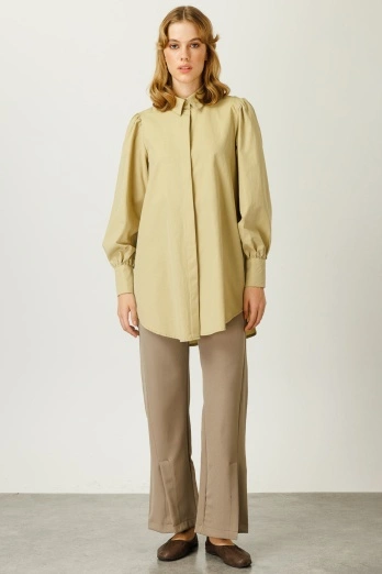 Hooopstore - Balon Kollu Basıc Bisküvi Gömlek