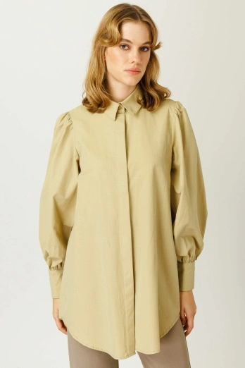 Hooopstore - Balon Kollu Basıc Bisküvi Gömlek (1)