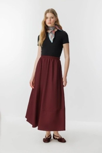 Hooopstore - Beli Lastikli Bordo Astarlı Etek (1) Hooopstore - Beli Lastikli Bordo Astarlı Etek (1)