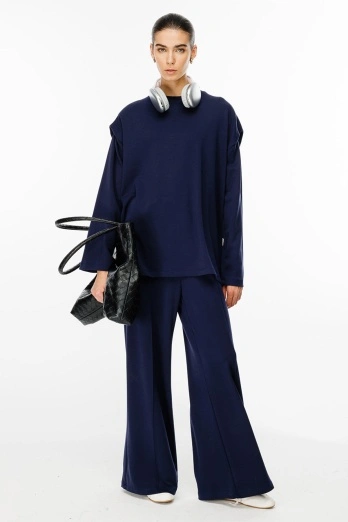 Hooopstore - Beli Lastikli Compact Pamuk Lacivert Pantolon (1)