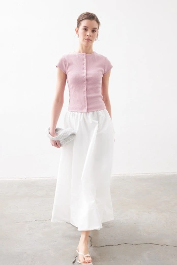 Hooopstore - Beli Lastikli Pamuklu Beyaz Etek (1)