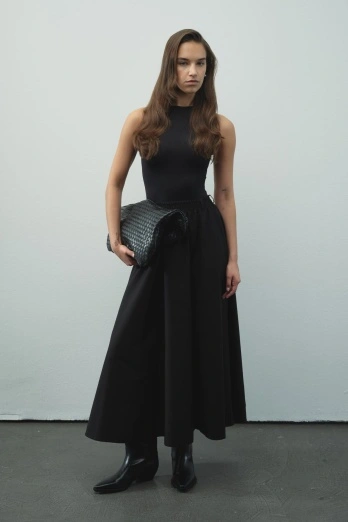 Hooopstore - Beli Lastikli Pamuklu Siyah Etek