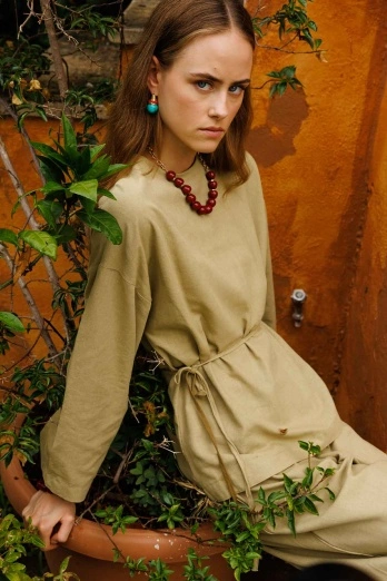 Hooopstore - Organik Karışımlı Bisiklet Yaka Çağla Bluz (1)