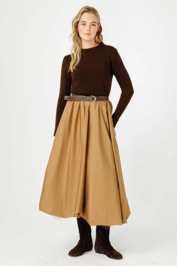 Hooopstore - Bisiklet Yaka Fit Triko Kül Kahve Kazak