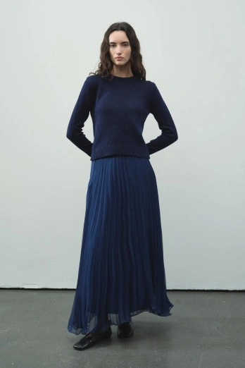 Hooopstore - Bisiklet Yaka Fit Triko Lacivert Kazak