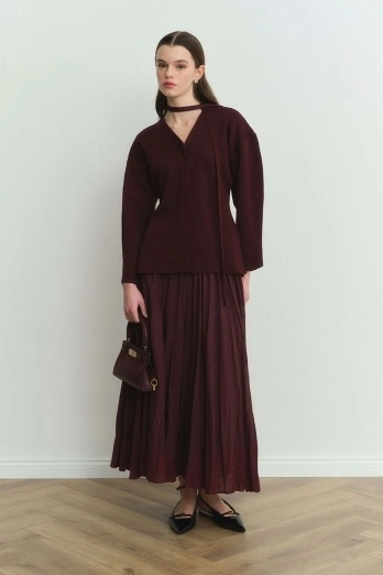 Hooopstore - Boho Crash Bordo Etek Hooopstore - Boho Crash Bordo Etek