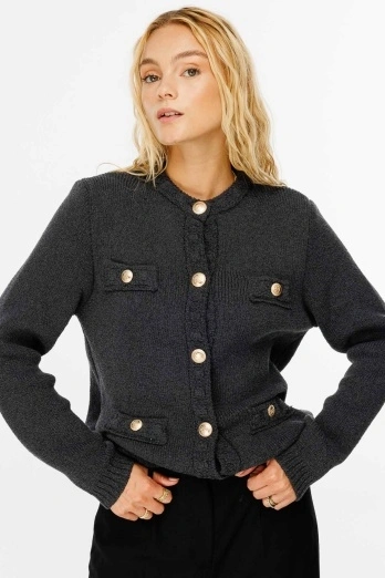 Hooopstore - Buklet Dokulu Füme Hırka Hooopstore - Buklet Dokulu Füme Hırka