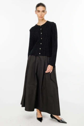 Hooopstore - Büzgü Detaylı Siyah Hırka (1)