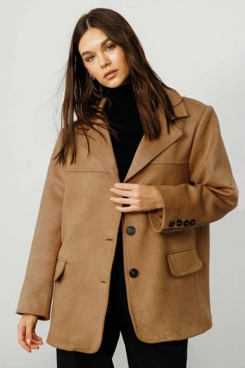 Hooopstore - Cep Detaylı Camel Süet Ceket