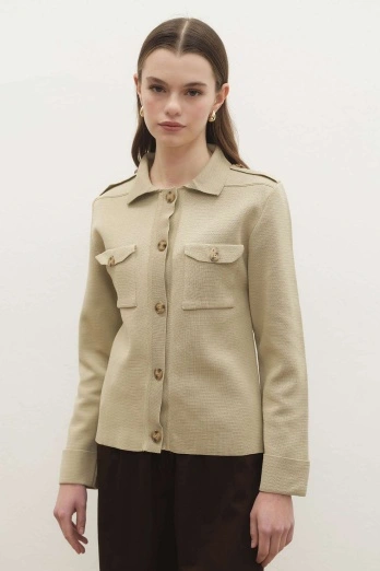 Hooopstore - Cep Kapaklı Merserize Bej Hırka (1)