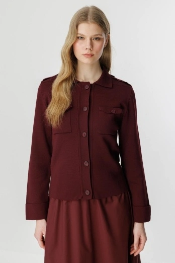 Hooopstore - Cep Kapaklı Merserize Bordo Hırka (1) Hooopstore - Cep Kapaklı Merserize Bordo Hırka (1)