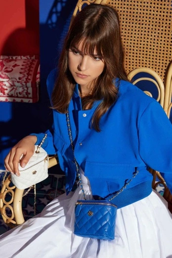 Hooopstore - Coco Kutu Kapitone Saks Mavisi Çanta