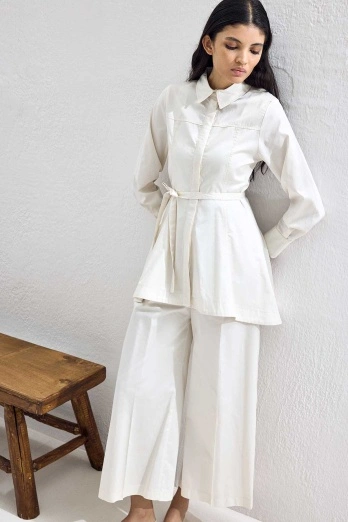 Hooopstore - Cosmo Bel Detaylı Pamuklu Vanilya Pantolon Takım (1)