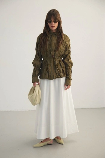 Hooopstore - Crush Dokulu Haki Gömlek (1)