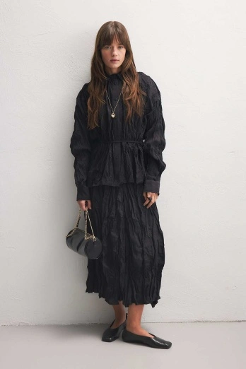 Hooopstore - Crush Dokulu Siyah Gömlek (1)