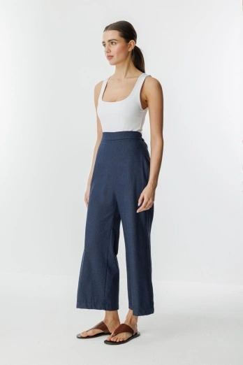 Hooopstore - Denim Efektli Petite Lacivert Pantolon (1) Hooopstore - Denim Efektli Petite Lacivert Pantolon (1)