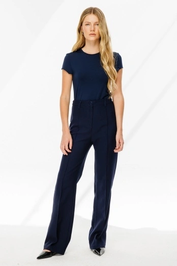 Hooopstore - Dikiş Detaylı Lacivert Palazzo Pantolon (1)