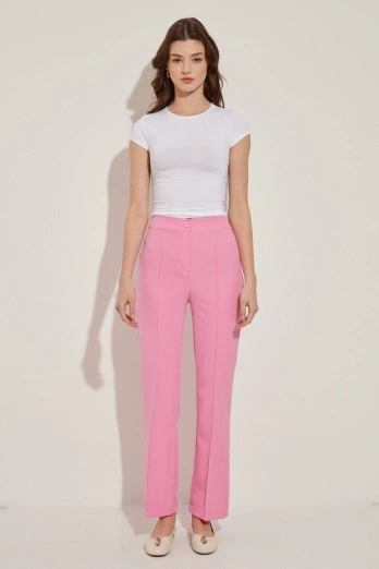 Hooopstore - Dikiş Detaylı Pembe Pantolon