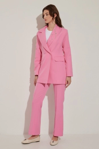 Hooopstore - Dikiş Detaylı Pembe Pantolon (1)