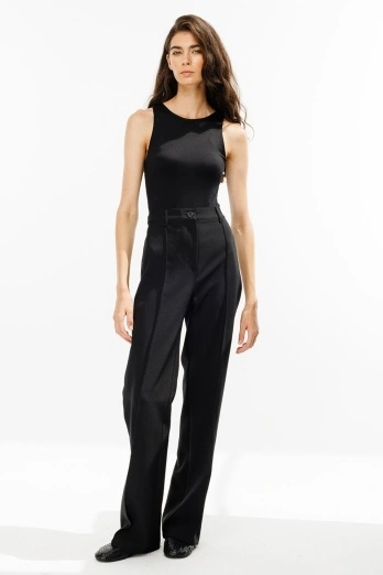 Hooopstore - Dikiş Detaylı Siyah Palazzo Pantolon