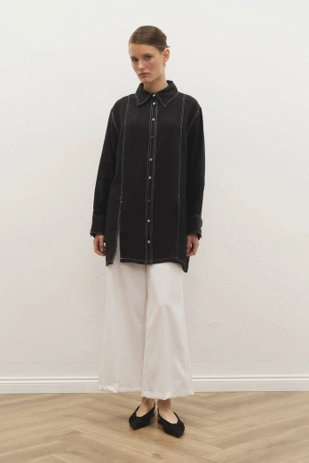 Hooopstore - Double Paça Beyaz Pantolon (1)