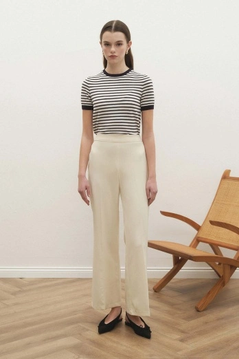 Hooopstore - Double Paça Krem Pantolon