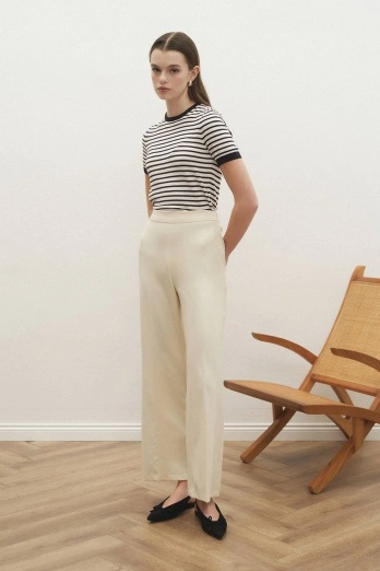 Hooopstore - Double Paça Krem Pantolon (1)