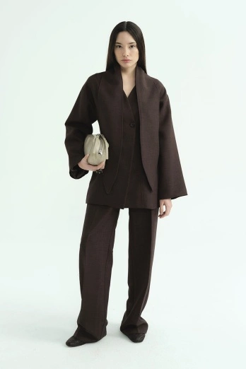 Hooopstore - Düz Kesim Acı Kahve Pantolon (1)