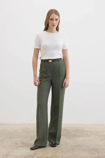 Hooopstore - Düz Kesim Haki Pantolon (1)