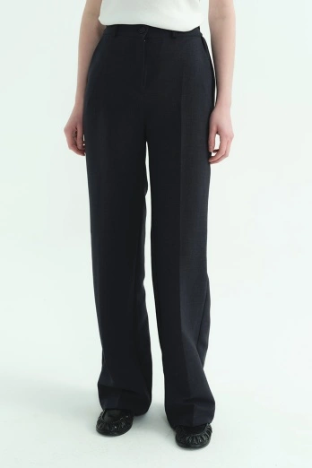 Hooopstore - Düz Kesim Lacivert Pantolon (1)