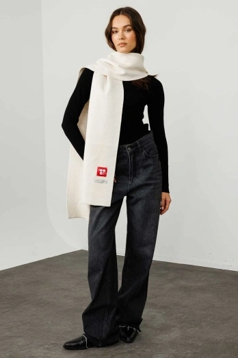 Hooopstore - Düz Renk Krem Atkı (1)