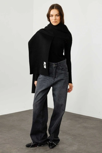 Hooopstore - Düz Renk Siyah Atkı (1)