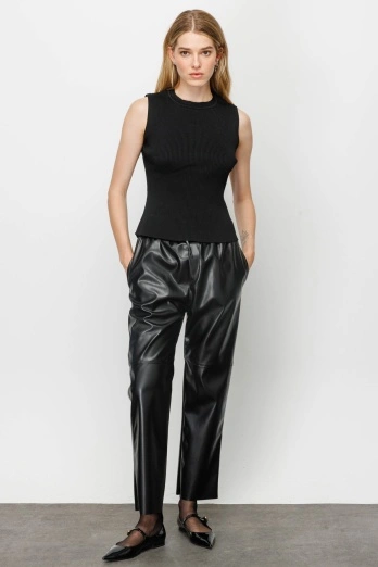 Hooopstore - Fitil Örgü Midi Triko Body - Siyah