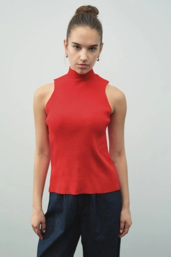 Hooopstore - Fitilli Crop Kırmızı Top (1)