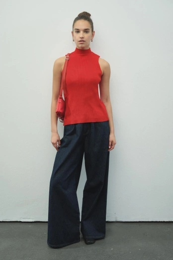 Hooopstore - Fitilli Crop Kırmızı Top