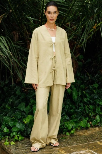 Hooopstore - Fiyonk Bağlama Çağla Gömlek