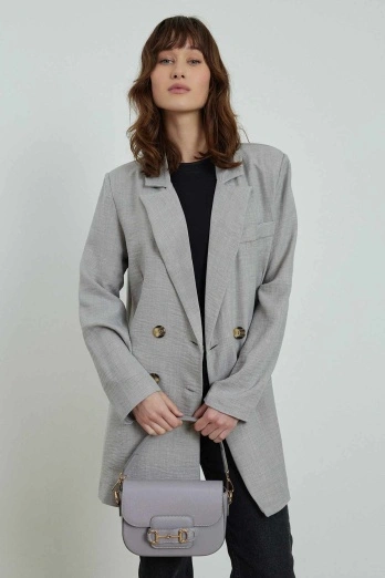 Hooopstore - Flamlı Keten Gri Ceket (1)