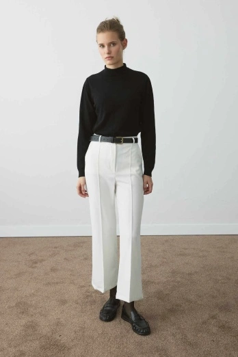 Hooopstore - Flare Beyaz Pantolon