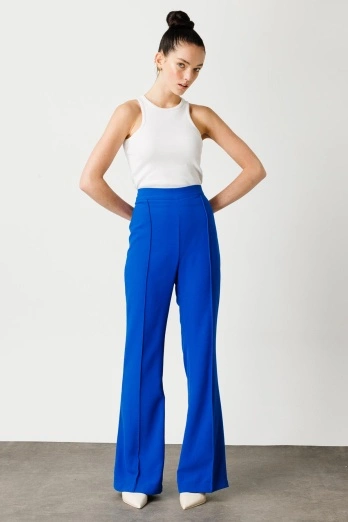 Hooopstore - Flare Kesim Kumaş Lacivert Pantolon