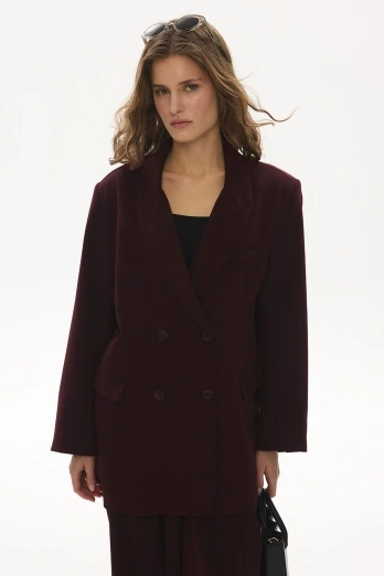 Hooopstore - Frame Dokulu Bordo Blazer Ceket (1) Hooopstore - Frame Dokulu Bordo Blazer Ceket (1)