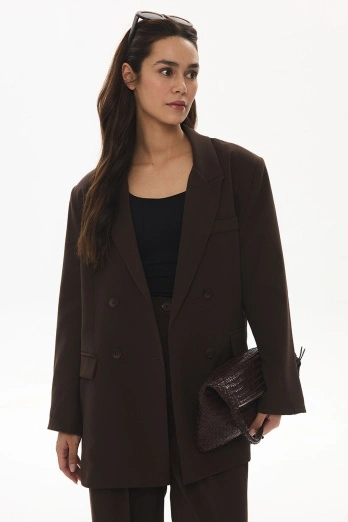 Hooopstore - Frame Dokulu Kahve Blazer Ceket (1) Hooopstore - Frame Dokulu Kahve Blazer Ceket (1)