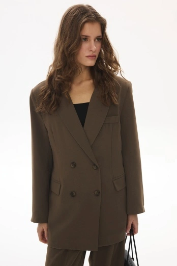 Hooopstore - Frame Dokulu Koyu Haki Blazer Ceket (1) Hooopstore - Frame Dokulu Koyu Haki Blazer Ceket (1)