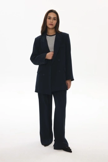 Hooopstore - Frame Dokulu Lacivert Blazer Ceket (1) Hooopstore - Frame Dokulu Lacivert Blazer Ceket (1)