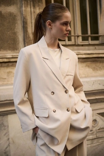 Hooopstore - Frame Dokulu Taş Blazer Ceket Hooopstore - Frame Dokulu Taş Blazer Ceket