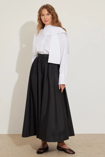 Hooopstore - Fular Yaka Beyaz Gömlek